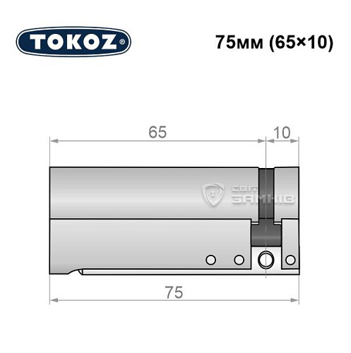 Циліндр половинка TOKOZ Pro300 75 (65*10) нікель матовий - Фото №8