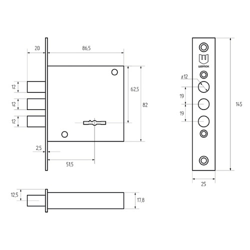 Механізм замка SHERLOCK 04.06-S (BS54мм) 5 ключів - Фото №5