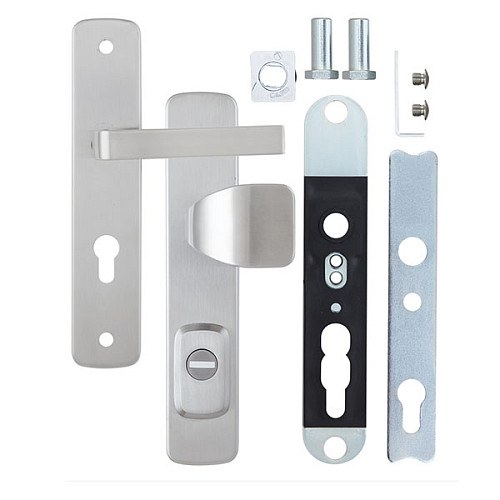 Ручки на планке с протектором ROSTEX Astra R 85мм (38-55мм) фиксированная-нажимная сталь матовая - Фото №6