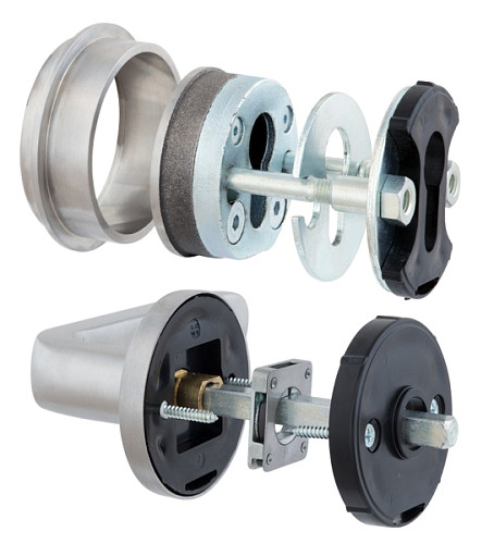 Ручки на розеті з протектором ROSTEX Rotondum нержавіюча сталь матова - Фото №4