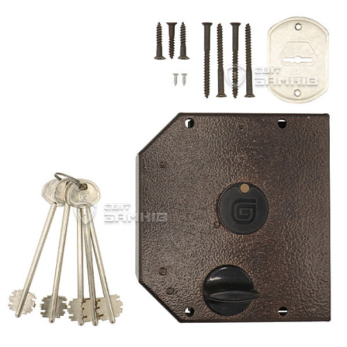 Замок накладний ГАРДІАН 20.05 (BS64мм) горизонтальна свердловина 5 ключів лівий (н) - Фото №6