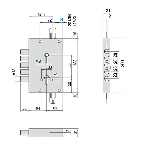 Механизм замка CISA 56505 Revolution Pro (BS64мм) редукторный с блокировкой без торцевой планки - Фото №8