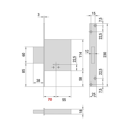 Механізм замка CISA 57010 (BS70мм) хром матовий - Фото №8