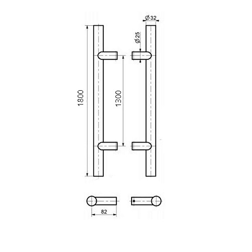 Ручки скоби MEDOS SS 1800/1300.90 (комплект) нержавіюча сталь - Фото №5