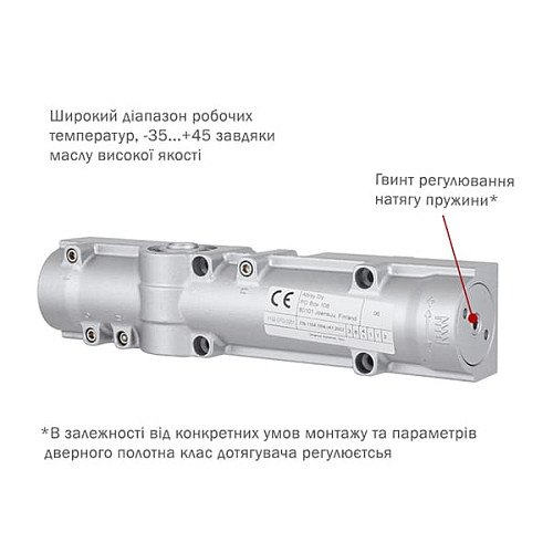 Дотягувач ABLOY DC330 CAM BC EN1-4 без тяги  до 80кг FIRE Сірий - Фото №2