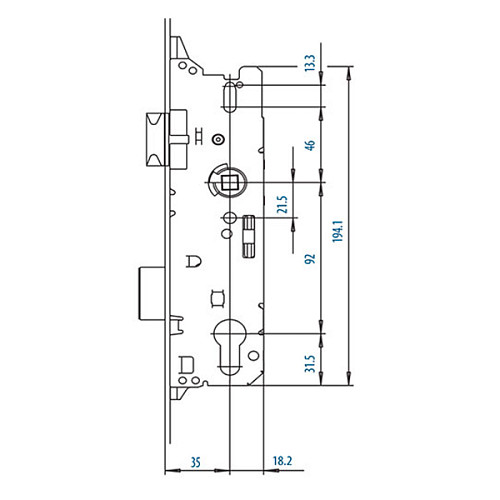 Механизм замка FUHR защелка 35*92 ригель рейка 2170 - Фото №6