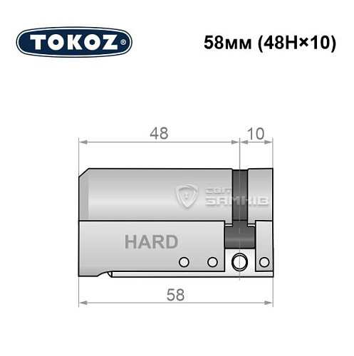 Циліндр половинка TOKOZ Pro400 58 (48H*10) (H - гартована сторона) нікель матовий - Фото №8