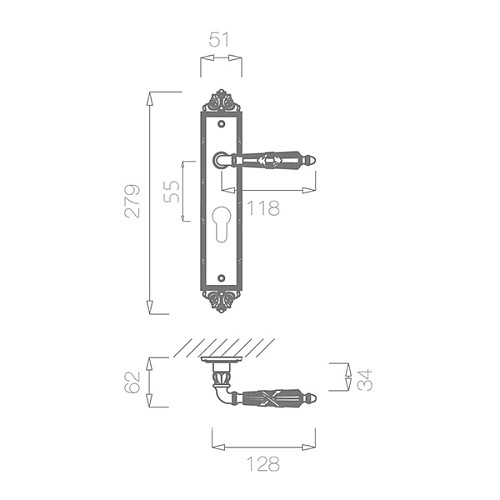 Ручки на планке TUPAI Nika 2282-55 золото полированное - Фото №2
