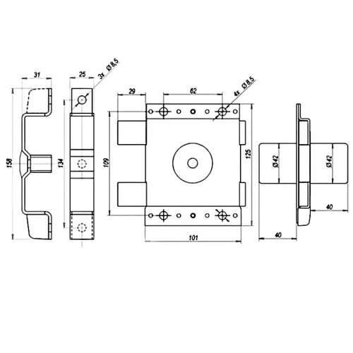 Замок накладной GERDA TYTAN ZK (BS50мм) коричневый 4 ключа - Фото №5