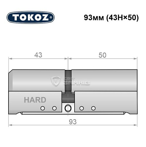 Циліндр TOKOZ Pro400 93 (43H*50) (H - гартована сторона) нікель матовий - Фото №8