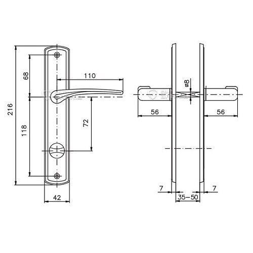 Ручки на планці з воротком ROSTEX Kredo 72мм (35-50мм) титан PVD - Фото №2