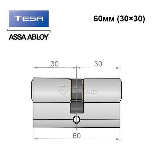 Циліндр TESA TE5 60 (30*30) нікель сатин 3 ключа - Фото №4