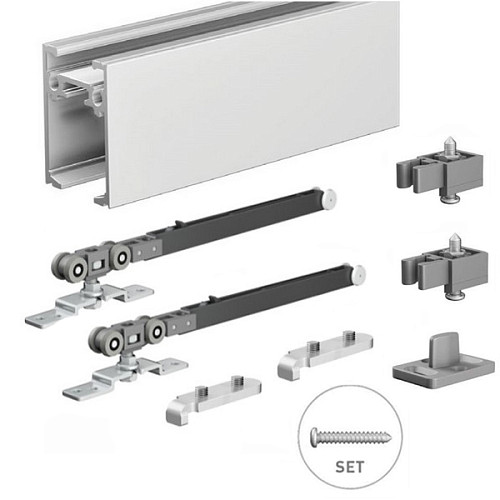 Раздвижная система OMGE Alutech 1499 с 2 демпферами длина 1,9 м на 1 полотно весом до 80 кг - Фото №8
