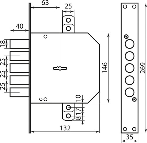 Механізм замка MOTTURA 50.798D5 (BS66мм) R правий - Фото №7