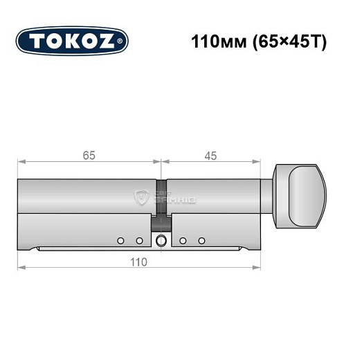 Циліндр TOKOZ Pro300 110T (65*45T) нікель матовий - Фото №8