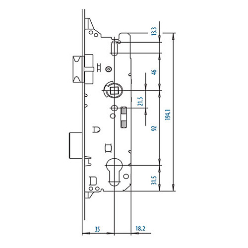 Механизм замка FUHR защелка 35*92 мм рейка 1800-2000 мм  - Фото №6