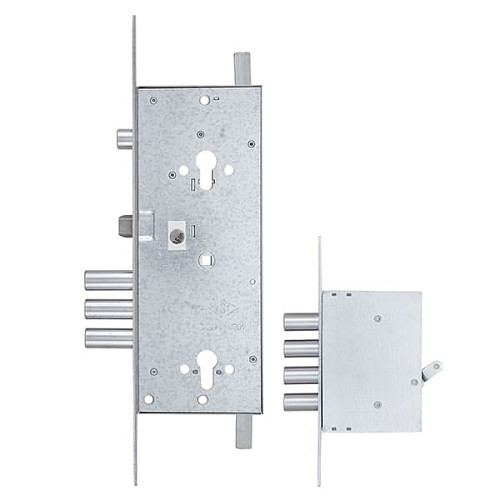 Механизм замка MUL-T-LOCK 415G двухсистемный (BS63 * 85мм) хром полированный комплект - Фото №3