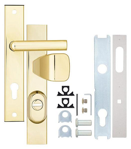 Ручки на планці з протектором ROSTEX R1 R 92мм (38-55мм) фіксована-нажимна титан PVD  - Фото №5