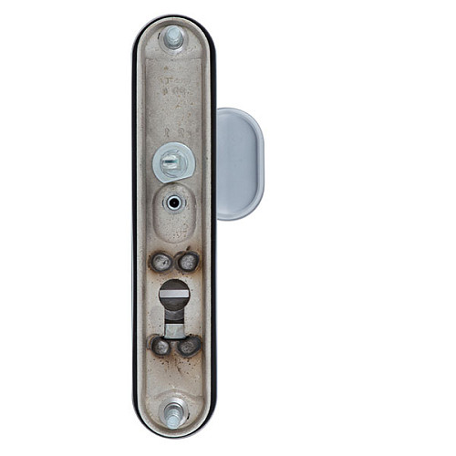 Ручки на планці з протектором ROSTEX Decor R 72мм (40-45мм) фіксована-натискна хром сатин - Фото №2