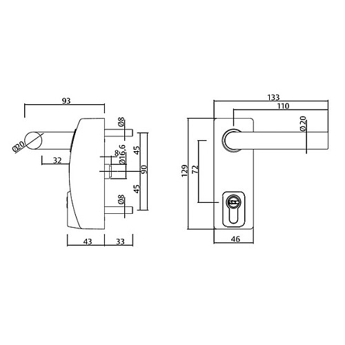 Ручка антипаніка на планці TESA Modular Vector 72 мм сірий з серцевиною - Фото №9
