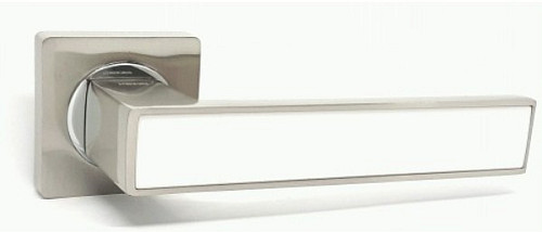 Ручки на розеті KEDR R08.810-AL SN/CP-White сатин/хром-білий - Фото №2