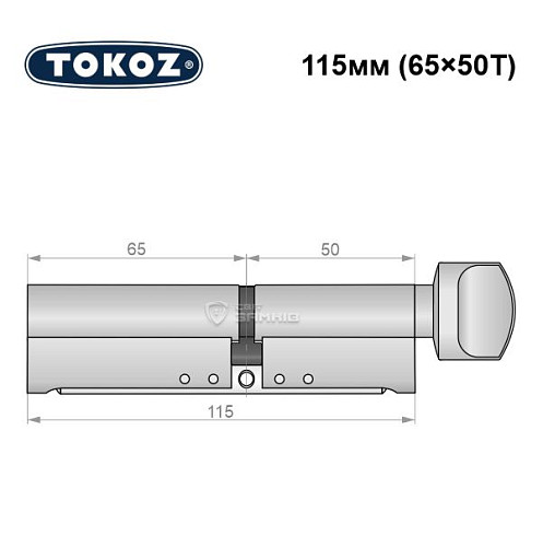 Циліндр TOKOZ Pro300 115T (65*50T) нікель матовий - Фото №8