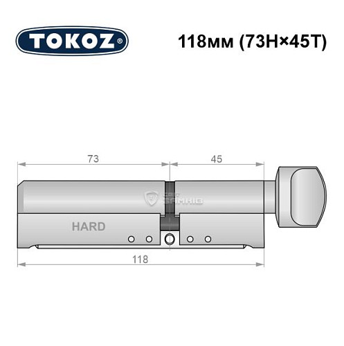 Циліндр TOKOZ Pro400 118T (73H*45T) (H - гартована сторона) нікель матовий - Фото №8