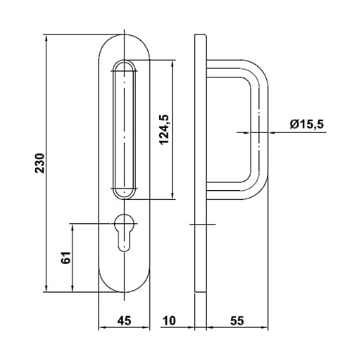 Ручки на планке AMIG мод.10PX+4PXB85 фиксированная-нажимная левая нержавеющая сталь - Фото №2