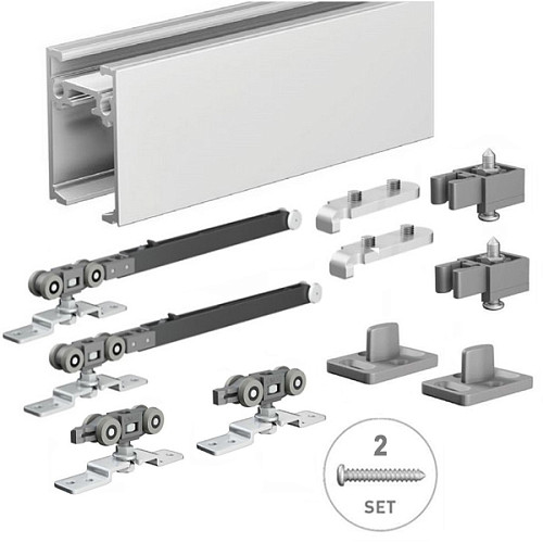 Раздвижная система OMGE Alutech 1499 с 2 демпферами длина 4 м на 2 полотна весом до 80 кг - Фото №8