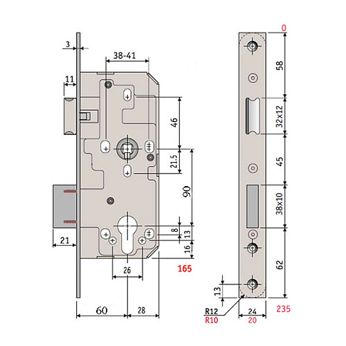 Механізм замка SANTOS 790 (BS60*90мм) матовий хром - Фото №7