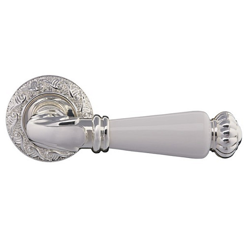 Ручки на розеті GAVROCHE Neodium Nd-Z20 BS/W яскраве срібло/біла емаль - Фото №2