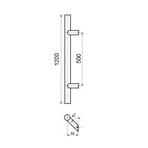 Ручка скоба ZENK METAL Bergama 1200/500.45 (внутрішня) труба 40*20 чорна - Фото №2