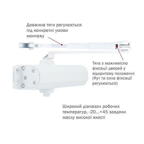 Дотягувач RYOBI DS-1554 STD HO з фіксацією до 80кг Білий - Фото №5