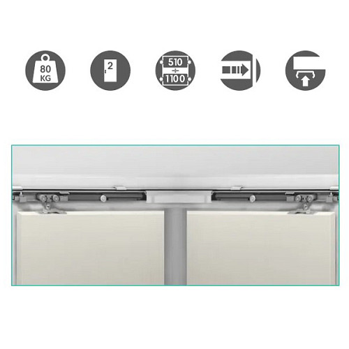 Раздвижная система OMGE Alutech 1499 с 2 демпферами длина 4 м на 2 полотна весом до 80 кг - Фото №2