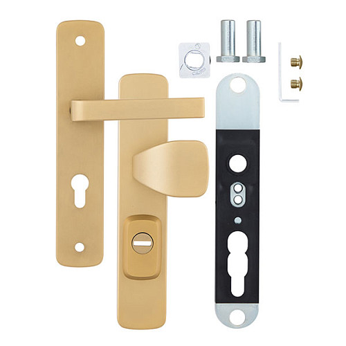 Ручки на планці з протектором ROSTEX Astra R 72мм (38-55мм) фіксована-натискна титан PVD сатин - Фото №6