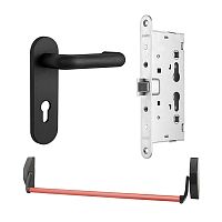 Система антипаніка врізна SANTOS 1300LS для евакуаційного виходу чорний/червоний