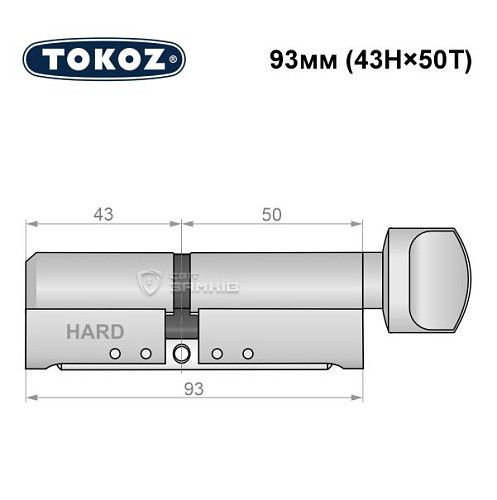 Цилиндр TOKOZ Pro400 93T (43H*50T) (H - закаленная сторона) никель матовый - Фото №8