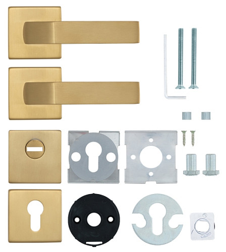 Ручки на розеті з протектором ROSTEX Quadrum нержавіюча сталь матова титан PVD - Фото №6