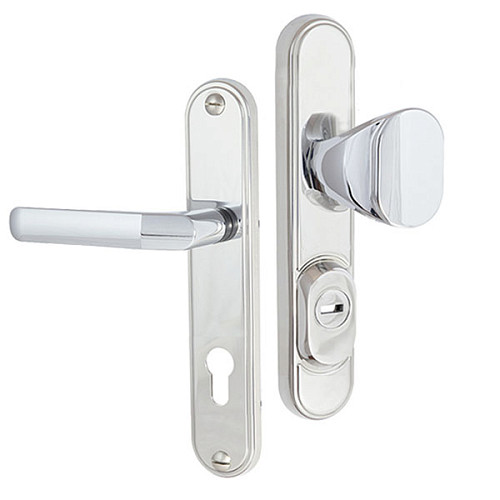 Ручки на планке с протектором ROSTEX Decor R 85мм (40-45мм) фиксированная-нажимная хром матовый - Фото №1