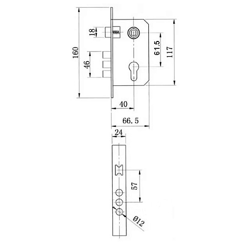 Механизм замка IMPERIAL 9011SR-3R (BS40*61,5мм) AB старая бронза - Фото №3