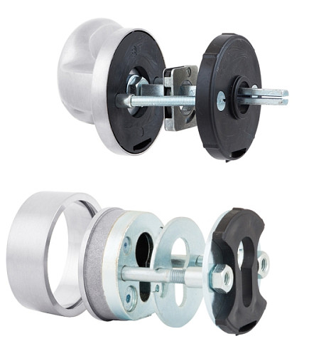 Ручки на розеті з протектором ROSTEX Rotondum фіксована-натискна нержавіюча сталь матова - Фото №4