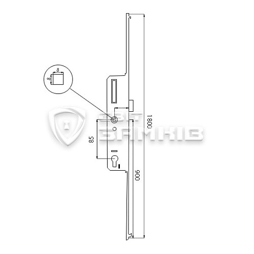 Механизм замка VORNE защелка 25*85 мм рейка 1800 мм с ригелем  - Фото №5
