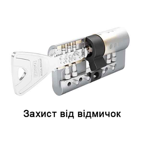 Циліндр KESO 8000 95T (50*45T) нікель сатин 5 ключа - Фото №7