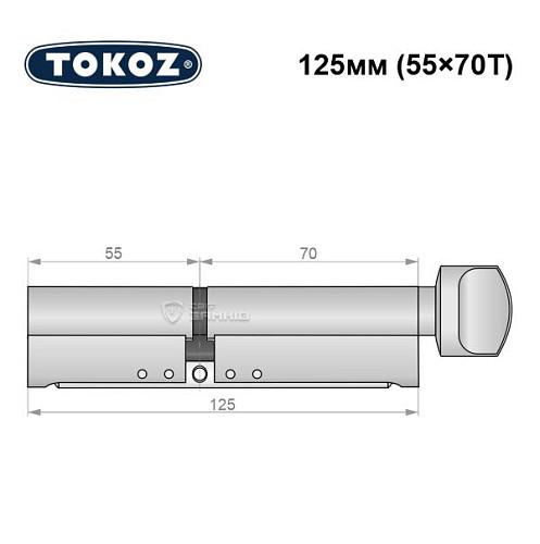 Циліндр TOKOZ Pro300 125T (55*70T) нікель матовий - Фото №8