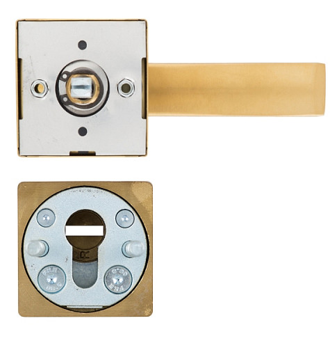 Ручки на розеті з протектором ROSTEX Quadrum нержавіюча сталь матова титан PVD - Фото №2