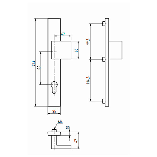 Ручки на планці MEDOS Dublin 92/35 натискна-фіксована нержавіюча сталь - Фото №3