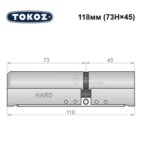 Цилиндр TOKOZ Pro400 118 (73H*45) (H - закаленная сторона) никель матовый - Фото №8