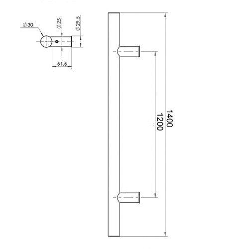 Ручка скоба WALA P10 1400/1200.90 (наружная) труба 30 нержавеющая сталь М304 - Фото №4