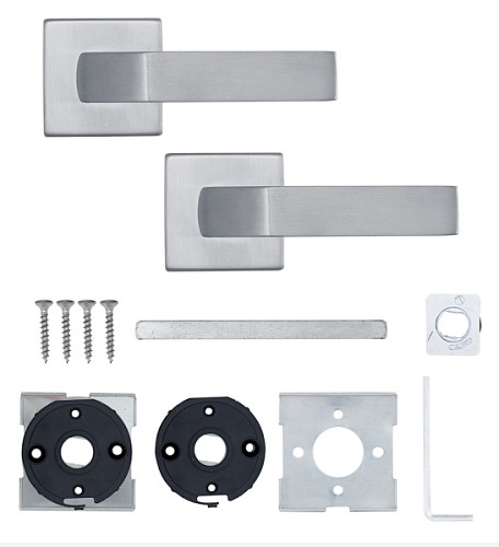Ручки на розетте ROSTEX Quadrum H58 нержавеющая сталь матовая - Фото №5