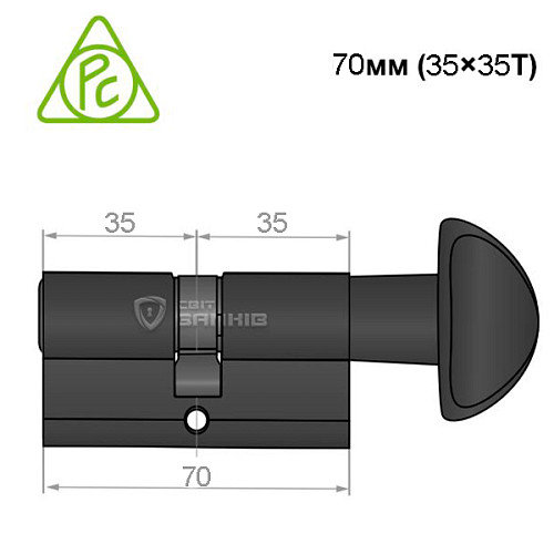 Цилиндр CORTELLEZZI PRIMO 117 SQ 70T (35*35T) черный - Фото №4
